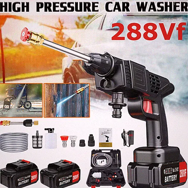 2 Battery Cordless Water Spray Gun Portable High Pressure Car Washer Cleaner 21V