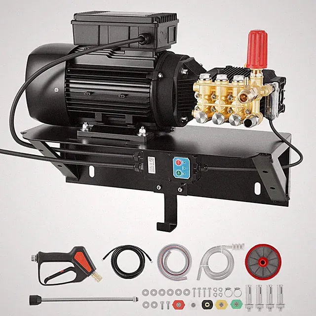 2 HP Electric Triplex Pump Kit: 1220 PSI, 2.2 GPM, Wall Mount & Accessories