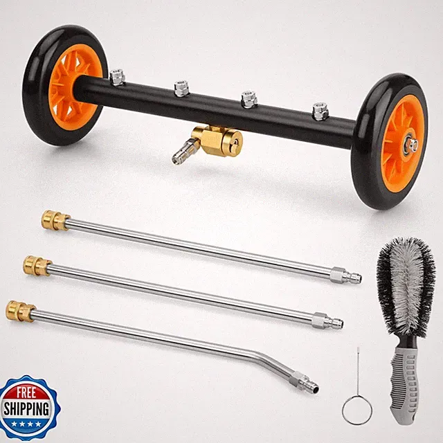 2-in-1 16' Undercarriage Pressure Washer Water Broom, 4000PSI Under Car Press