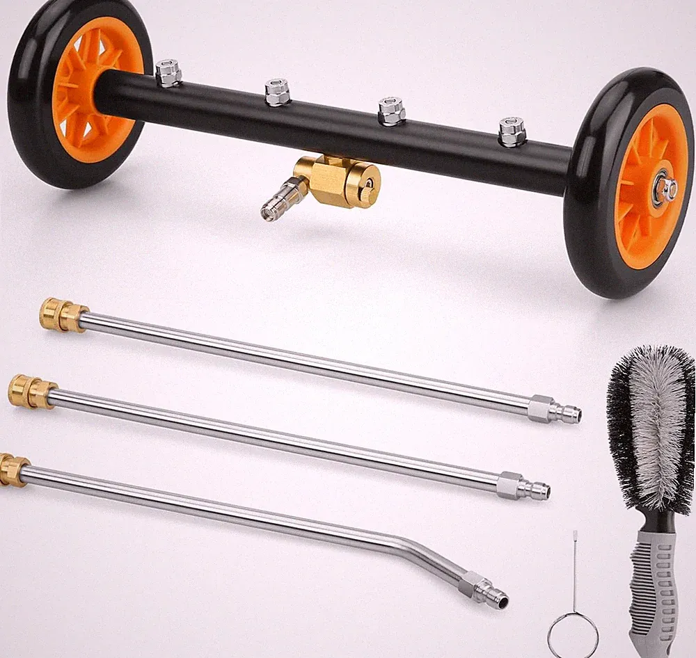 2-in-1 16' Undercarriage Pressure Washer Water Broom, 4000PSI Under Orange