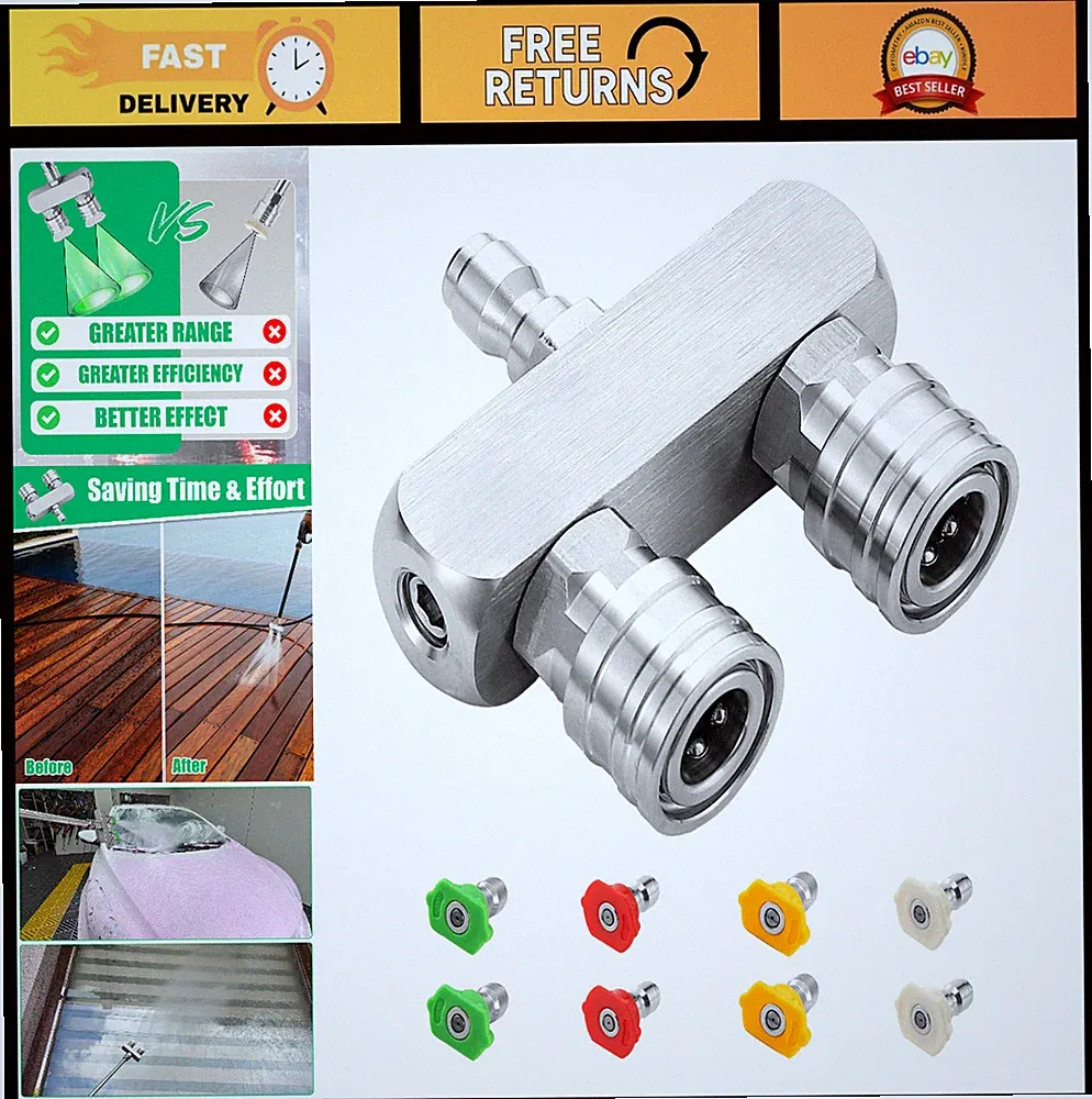 2-in-1 Pressure Washer Nozzles, 8 Quick Connect Tips for Cars, Patios & Driveway