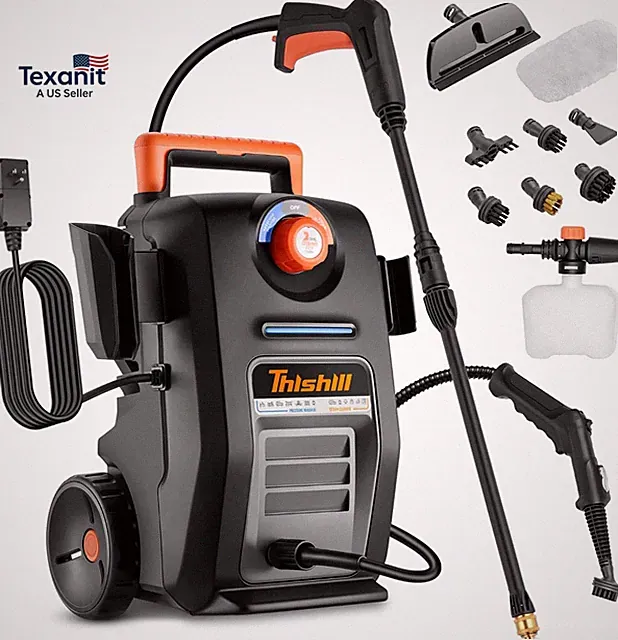 2 in 1 Pressure Washer & Steam Cleaner, 2GPM 3000PSI with High Pressure Cleaner