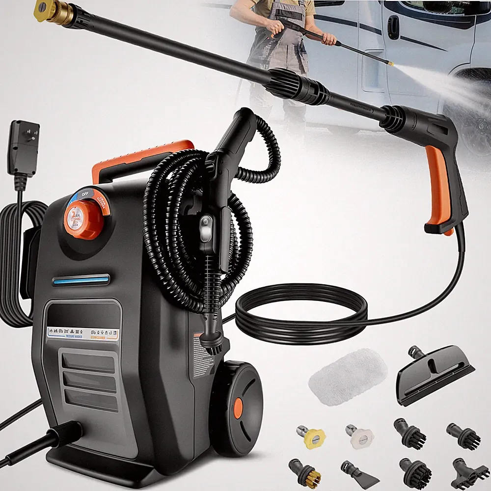 3000PSI 2 in 1 Pressure Washer and Steam Cleaner 110V 2GPM 16.69FT Hose 1L
