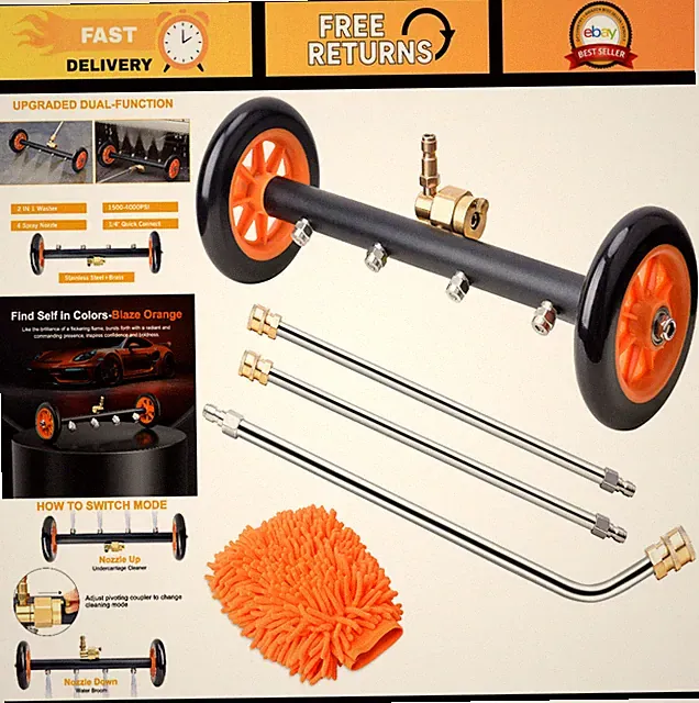 2-in-1 Pressure Washer Undercarriage Cleaner & Water Broom, 16" Surface Washer
