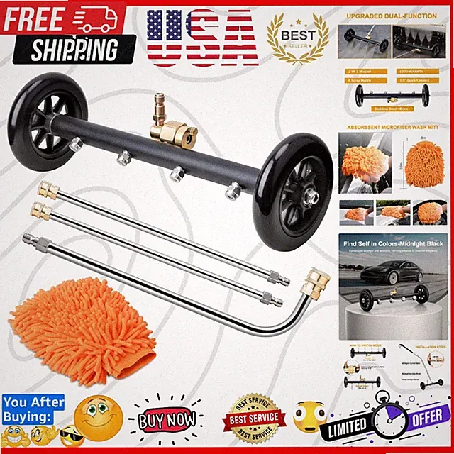 2-in-1 Undercarriage Pressure Washer Attachment, 16" Power Washer Undercarria...