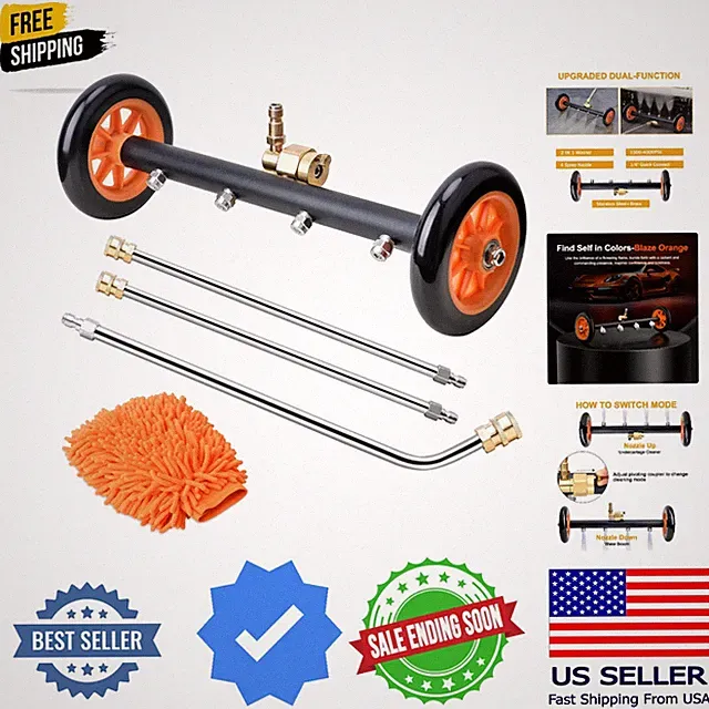 2-in-1 Undercarriage Pressure Washer Attachment, 16" Pressure Washer Water Br...
