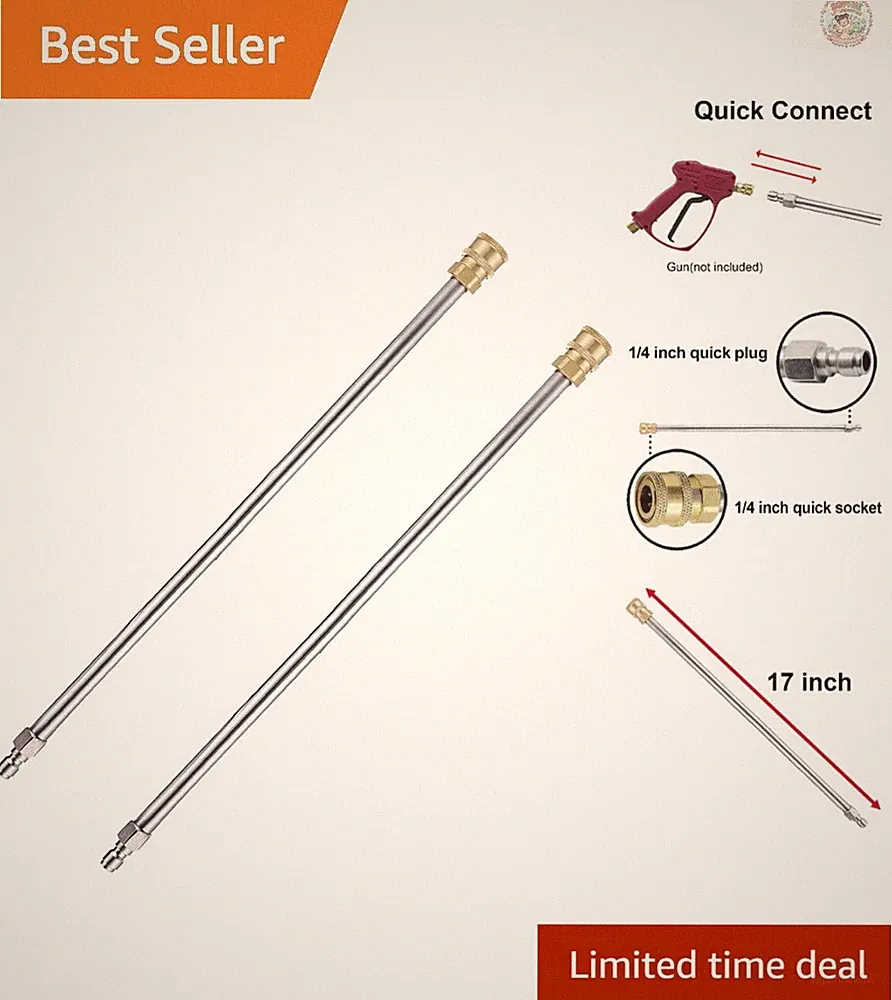 2-Pack 17-Inch Pressure Washer Extension Wands - Brass & Stainless Steel
