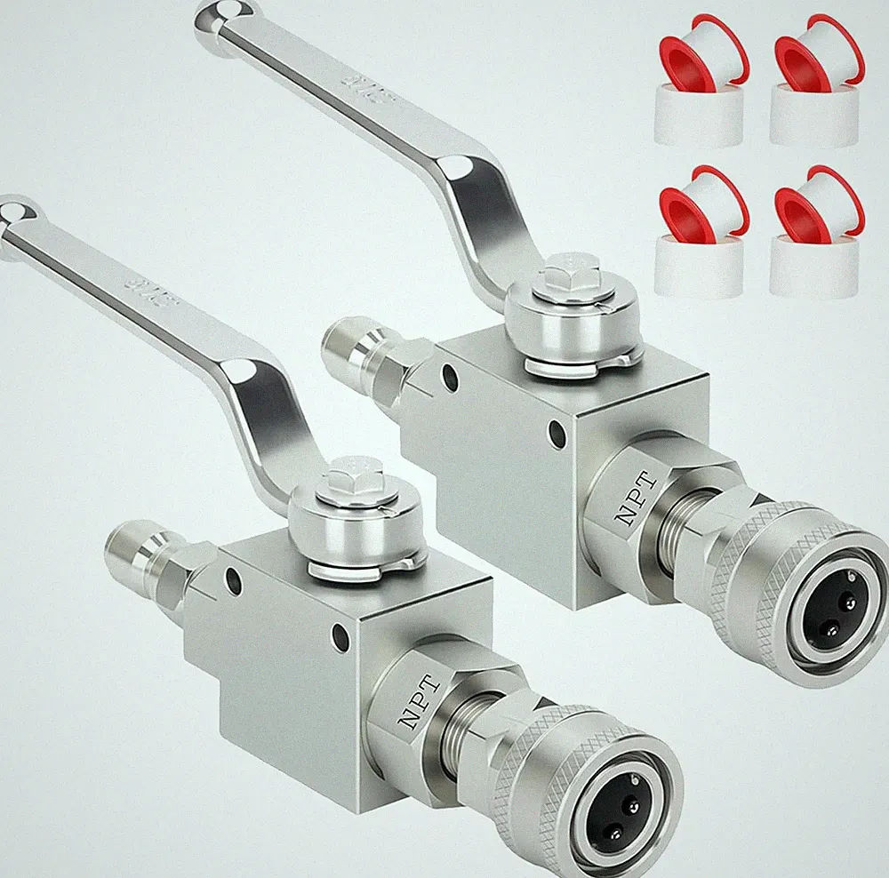 2-Pack Pressure Washer Ball Valve, 3/8" Quick Connect, 4500 PSI Valve