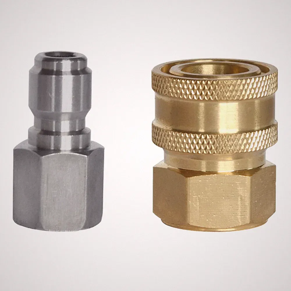 2 PCS Pressure Washer Adapter 3/8 To 1/4 Inch Quick Connect Fittings Steel