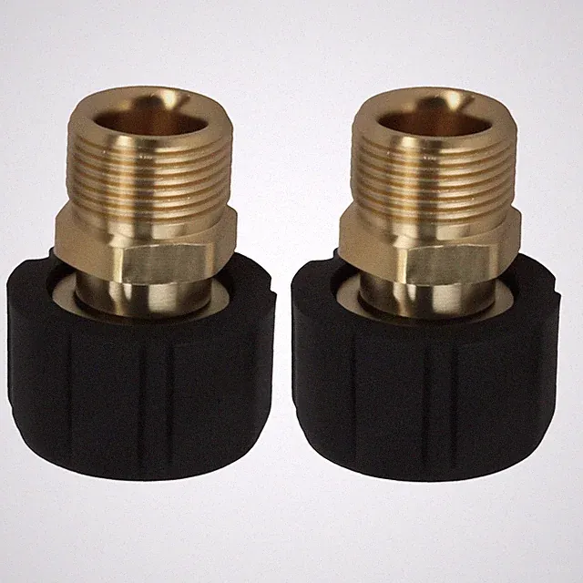 2 PCS Pressure Washer Coupler M22 15mm Female to M22 14mm Male Brass 5000PSI Max
