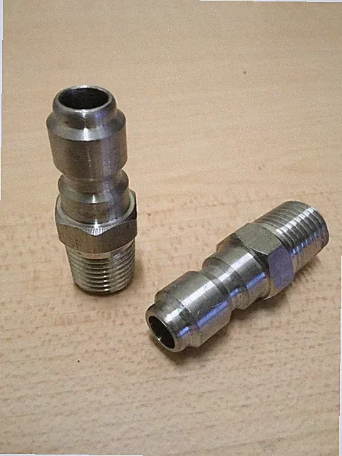 2- Pressure Power Washer Quick Connect Plug 1/4 in MPT Stainless Steel Hose