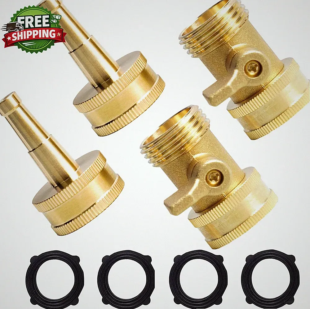 2 Set Heavy Duty Brass Hose Nozzle Pressure Jet Nozzle with Hose Shutoff Valve