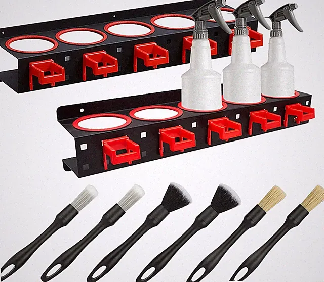2 Set Spray Bottle Storage Rack with Car Cleaning Brush Detailing Kits,Hanging R