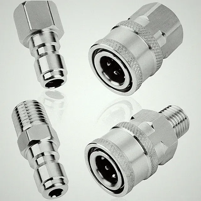 2 Sets NPT 1/4 Inch Pressure Washer Coupler Quick 2 inch, Silver