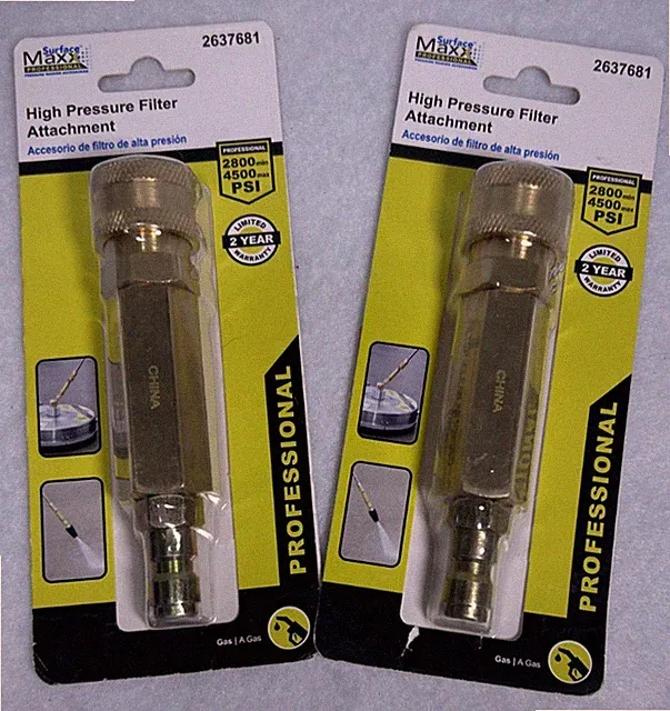 (2) Surface Maxx 2637681 High Pressure Washer Filter Attachment 2800min 400max