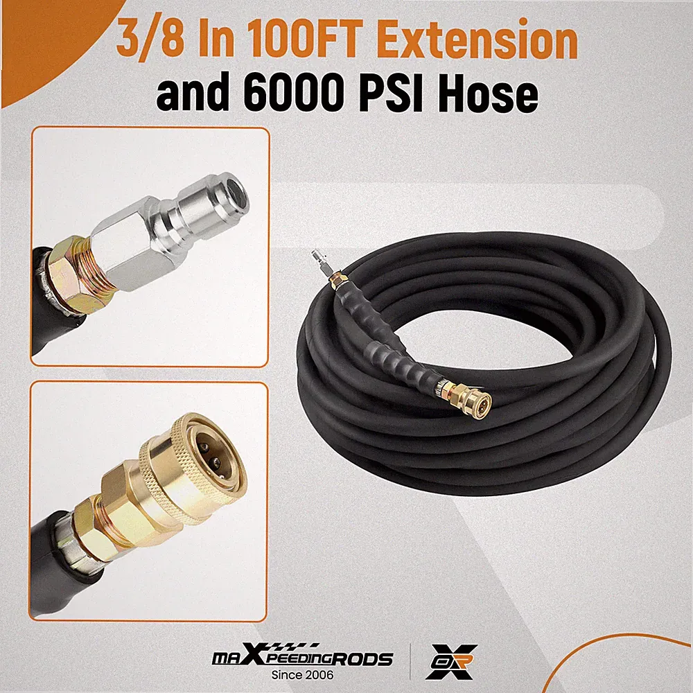 2 Wire Braid 6000psi HighTem Water Pressure Washer Hose Non-Marking 3/8" x 100ft