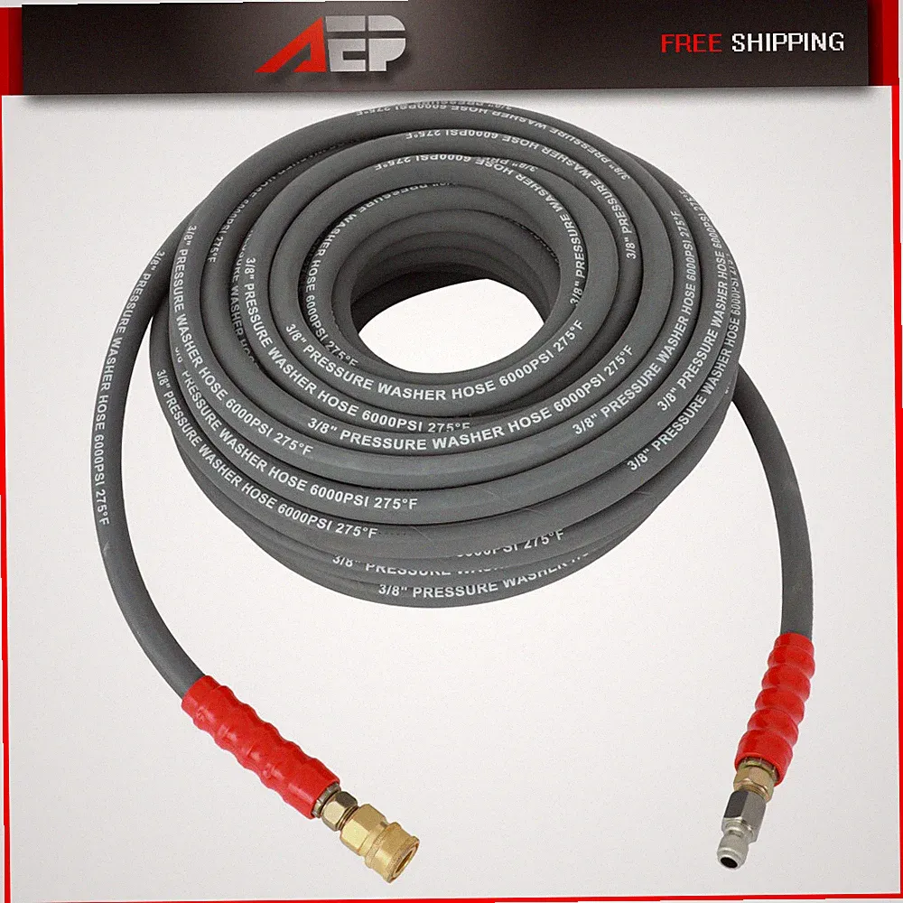 2 Wire Braid Non-Marking 6000psi Hot Water Pressure Washer Hose 3/8" x 100ft