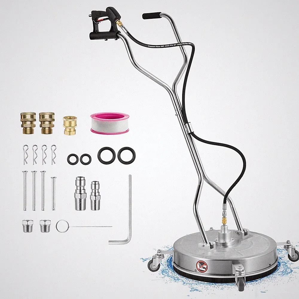 20"/24" Pressure Washer Surface Cleaner 4000PSI Stainless Steel w/ Dual Handle