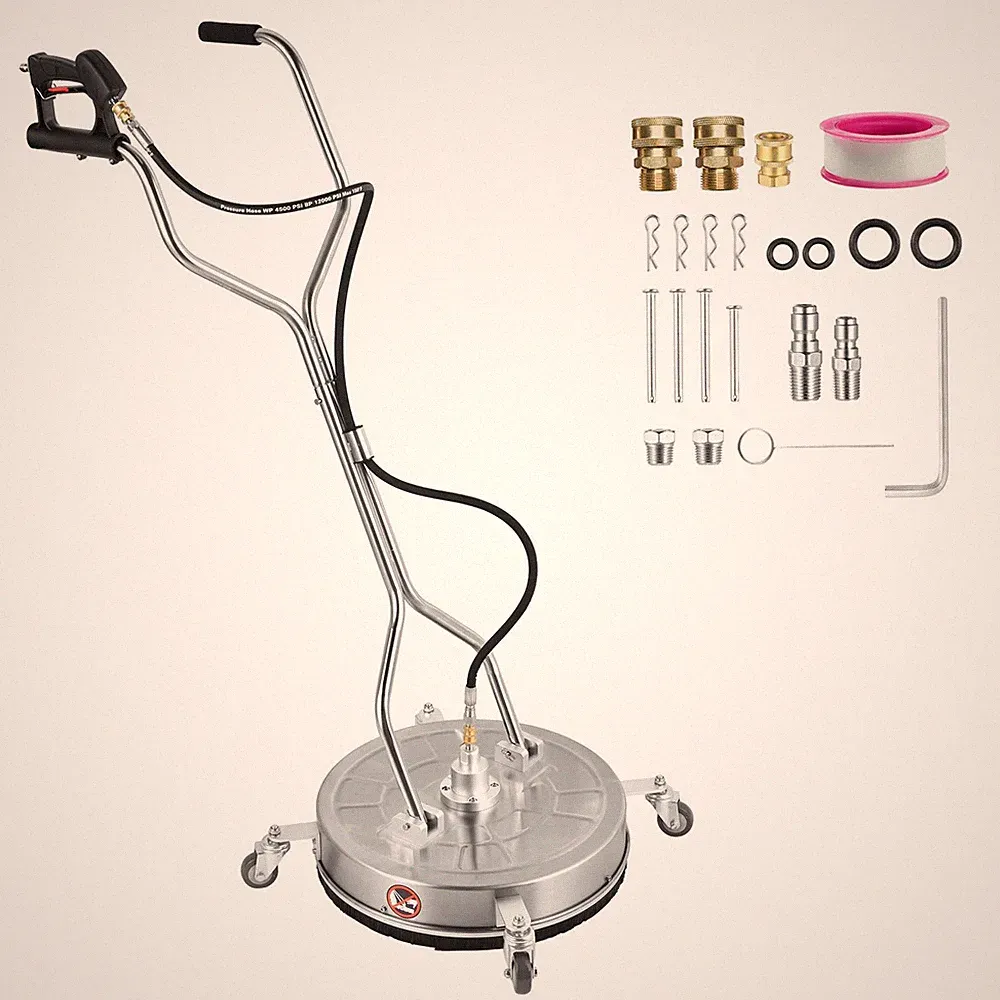 20-24"Pressure Washer Surfaces Cleaner 4500PSI w/Handles & Wheels Stainless Stee