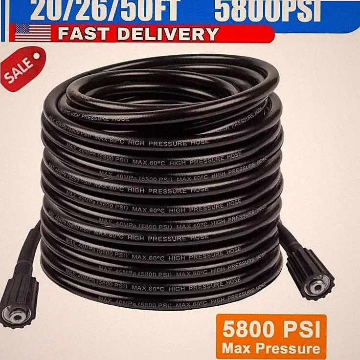 20/25/50ft 5800PSIHigh Pressure Washer Hose M22 Power Washer Extension Hose