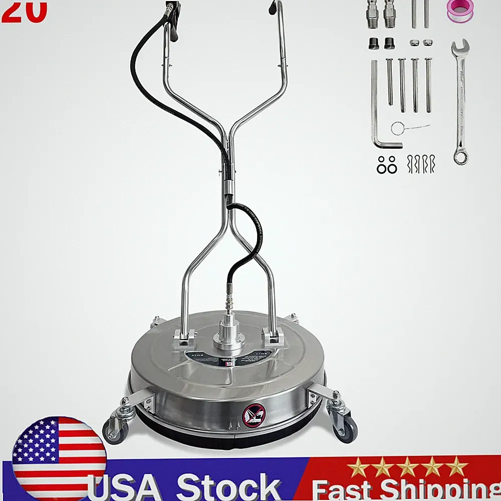 20" Pressure Washer Surface Cleaner 4600PSI w/ Handles & Wheels Stainless Steel