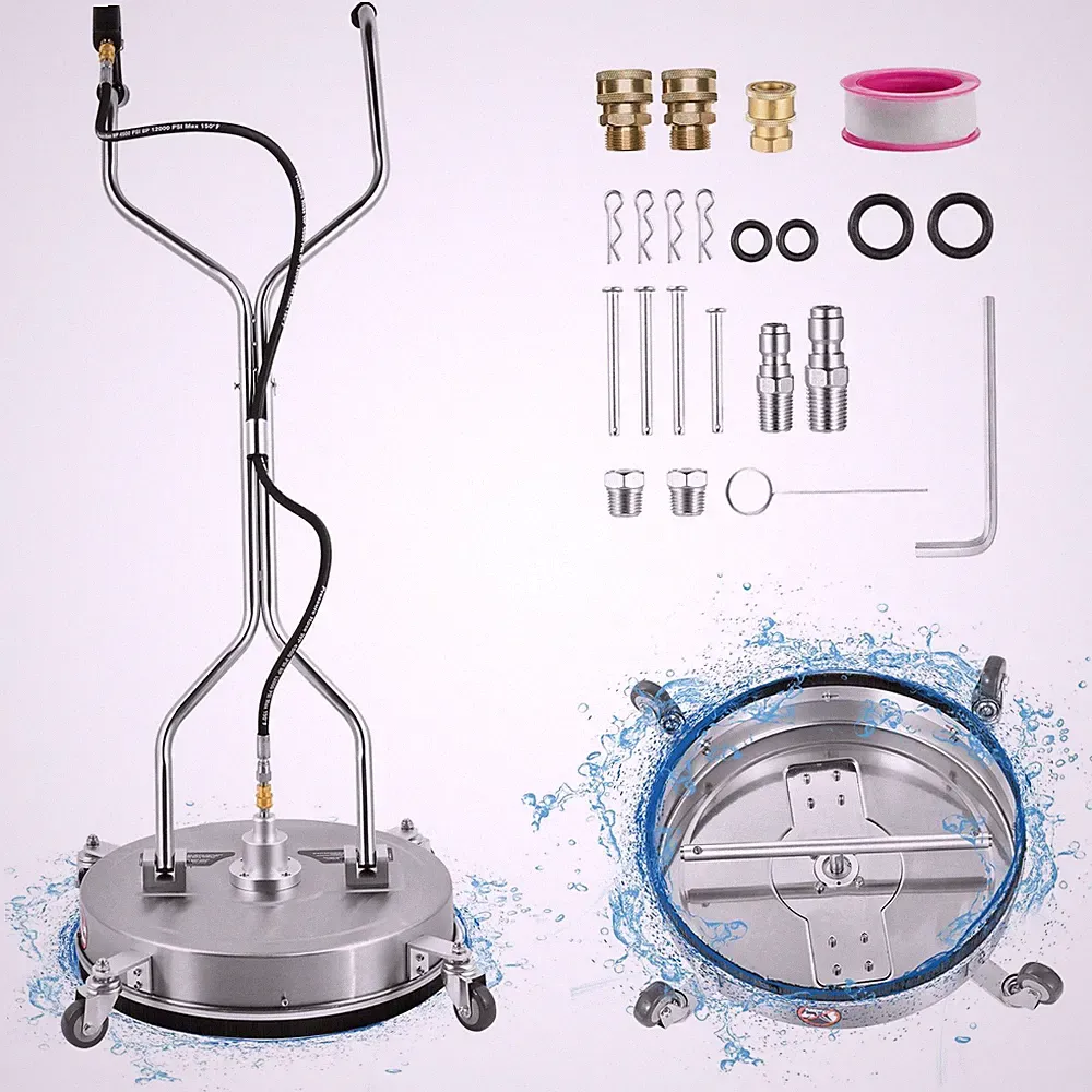 20" Pressure Washer Surface Cleaner Stainless Steel 4000PSI Dual Handle 4 Wheels