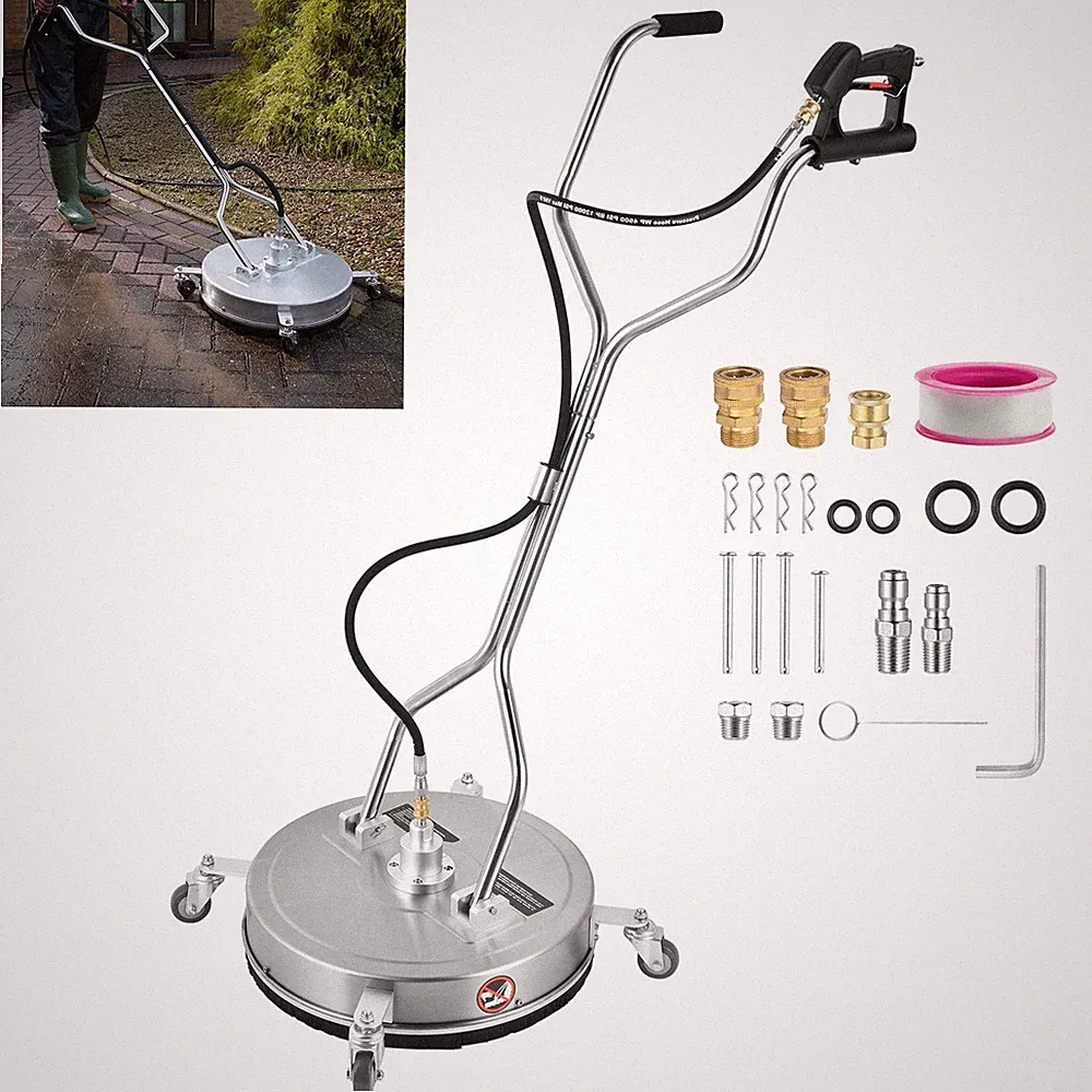 20"Pressure Washer Surfaces Cleaner 4500PSI w/Handles & Wheels Stainless Stee