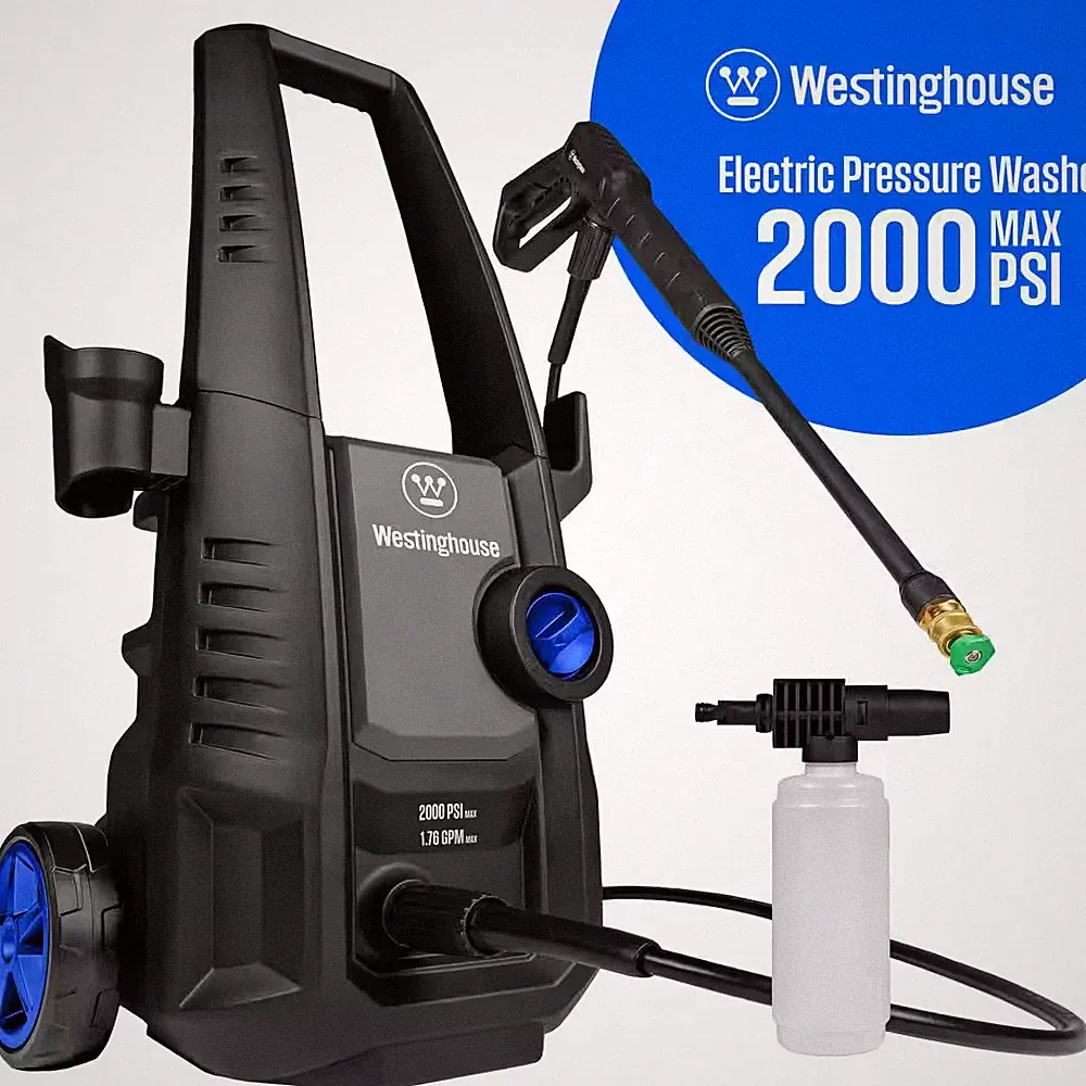 2000 Max PSI 1.76 Max GPM Cold Water Electric Powered Pressure Washer W/Anti-Tip