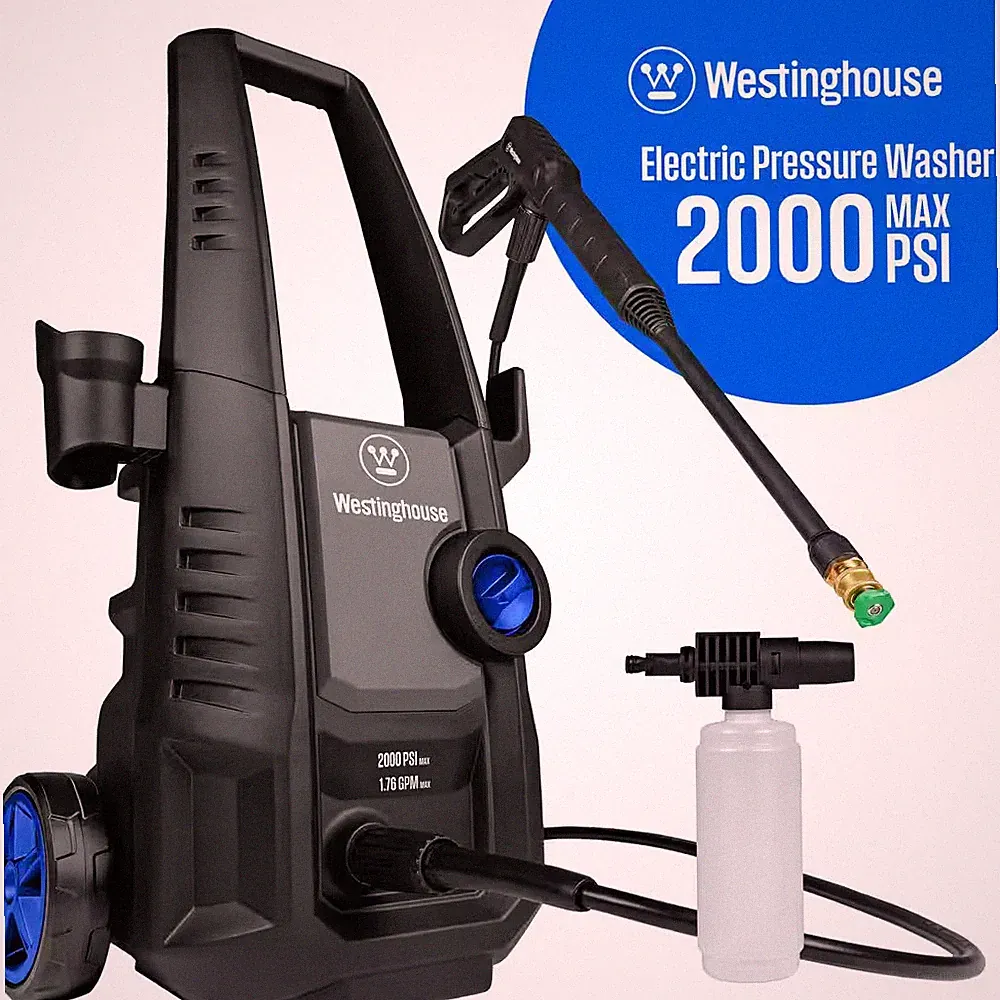 2000 PSI 1.76 GPM Cold Water Electric Powered Pressure Washer with Anti-Tipping