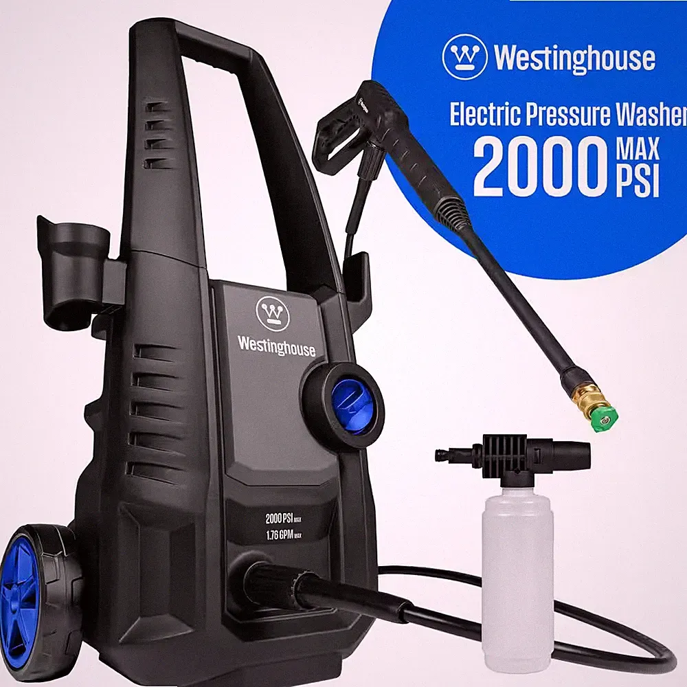 2000 PSI 1.76 GPM Cold Water Electric Powered Pressure Washer with Anti-Tipping