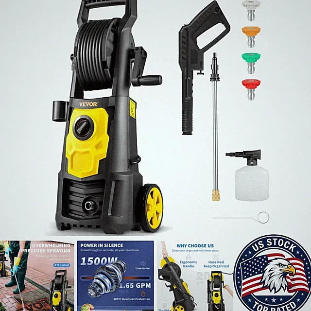 2000 PSI Electric Power Washer with Foam Cannon & 20 ft Hose - Portable Cleaning