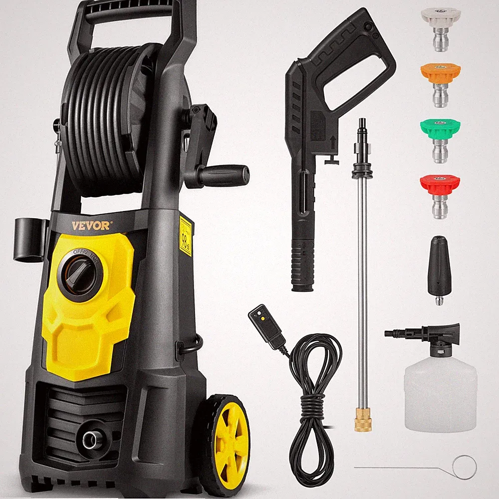 2000 PSI Electric Pressure Washer, 1.76 GPM, 30 ft Hose, 5 Nozzles, Foam Cannon