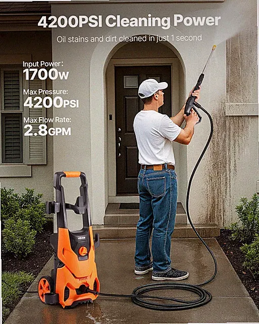 2000 PSI Electric Pressure Washer 2.8 GPM 4 Nozzles Foam Cannon