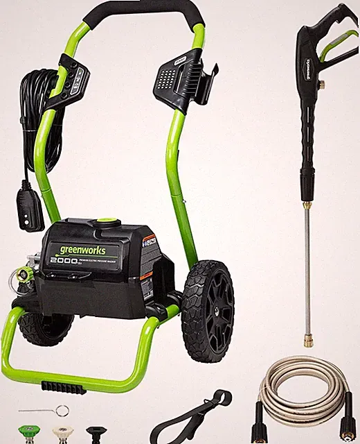 2000 PSI Electric Pressure Washer with Wheels, 20FT Hose & 35FT Cord