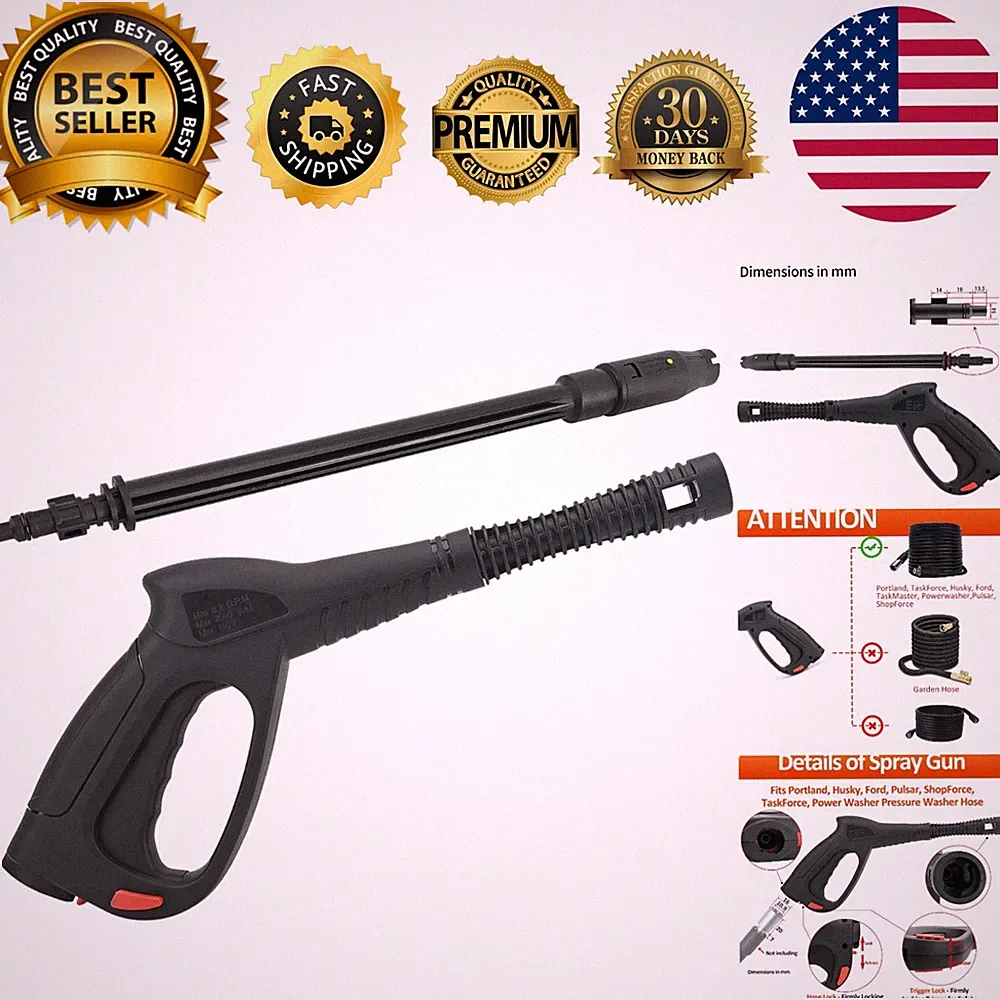 2000 PSI Pressure Washer Compatible Spray Gun Nozzle with Jet Wand, Metal Design