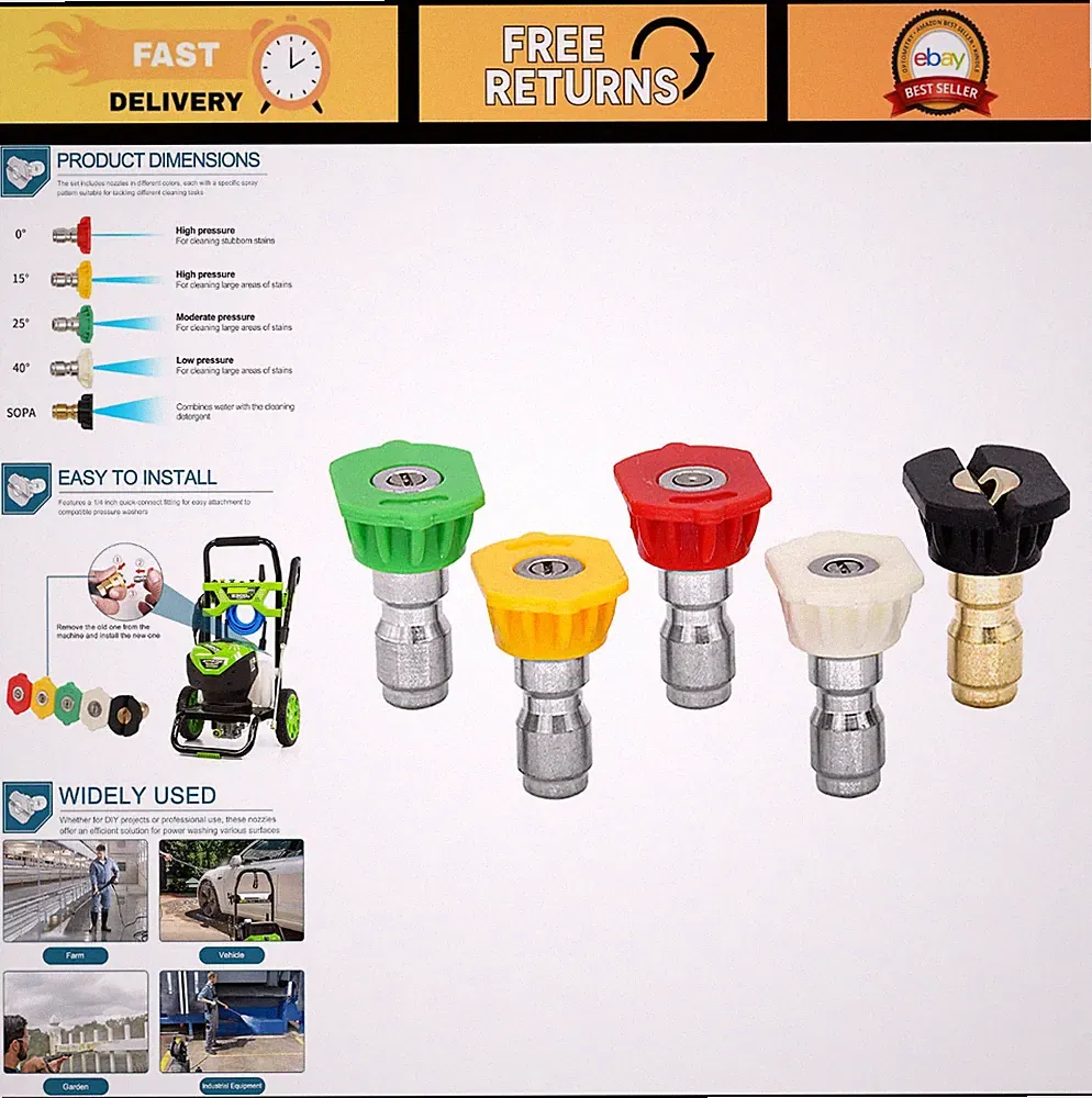 2000 PSI Pressure Washer Nozzles Set, Compatible with Most Pressure Washers