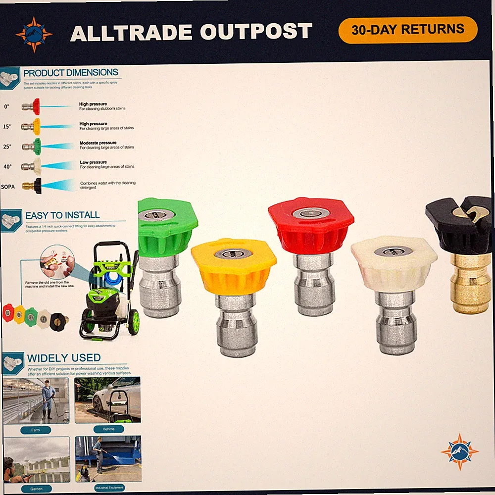 2000 PSI Pressure Washer Nozzles - Universal Fit for All Pressure Washers, High