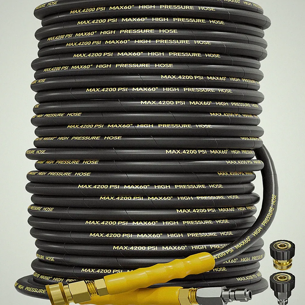 200FT 1/4" 4200PSI Pressure Washer Hose W/3/8" Quick Connect Kink Resistant Hose