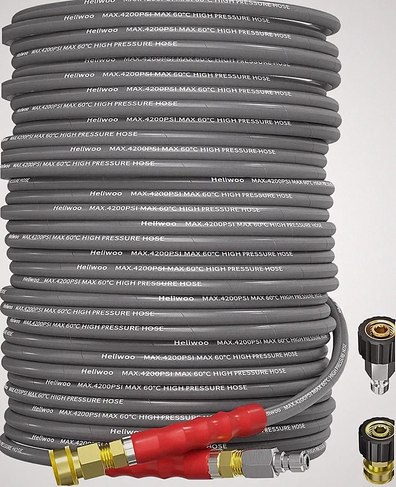 200FT 1/4" Pressure Washer Hose 4200PSI Flexible Wire Extension Hose W/Couplers