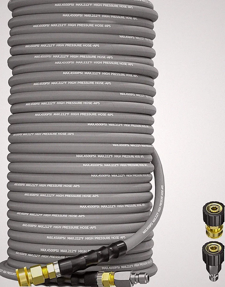 200FT 3/8" Pressure Washer Hose 4500PSI 2-Braid Hot Water Hose Swivel QC Adapter