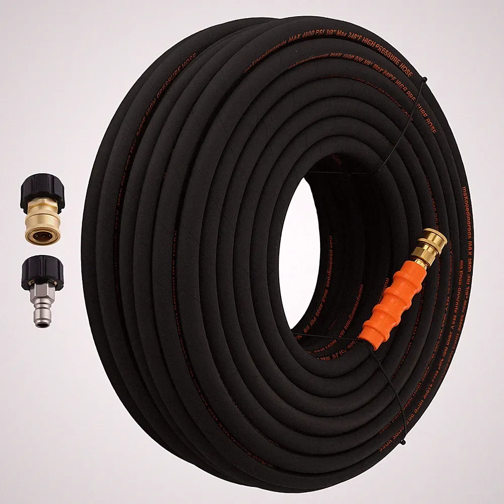 200FT 3/8" Pressure Washer Hose 4800PSI Kink Resistant M22-14mm to 3/8"