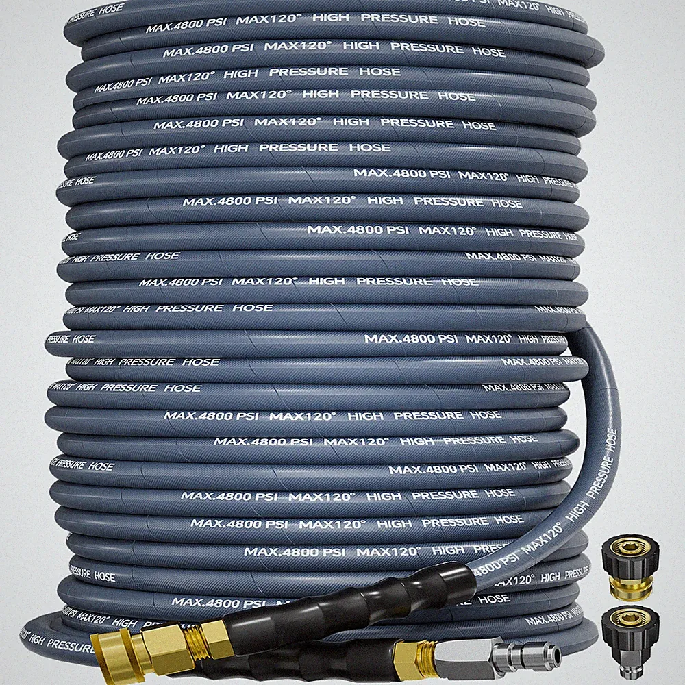 200FT 3/8" Pressure Washer Hose 4800PSI Kink Resistant Power Hose Quick Connect