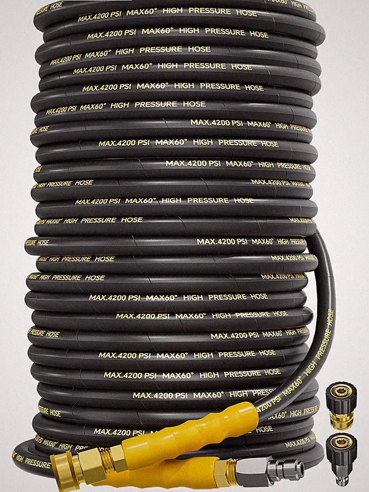 200FT 4200PSI Pressure Washer Hose & 3/8" Quick Connect 1/4" Kink Resistant Hose