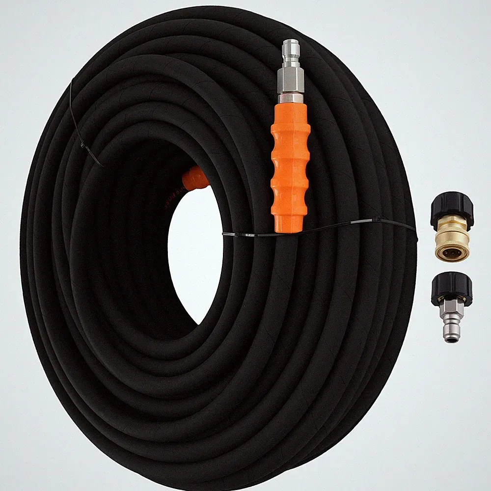200FT 4800PSI Pressure Washer Hose 3/8" for Generac Westinghouse Subaru Black