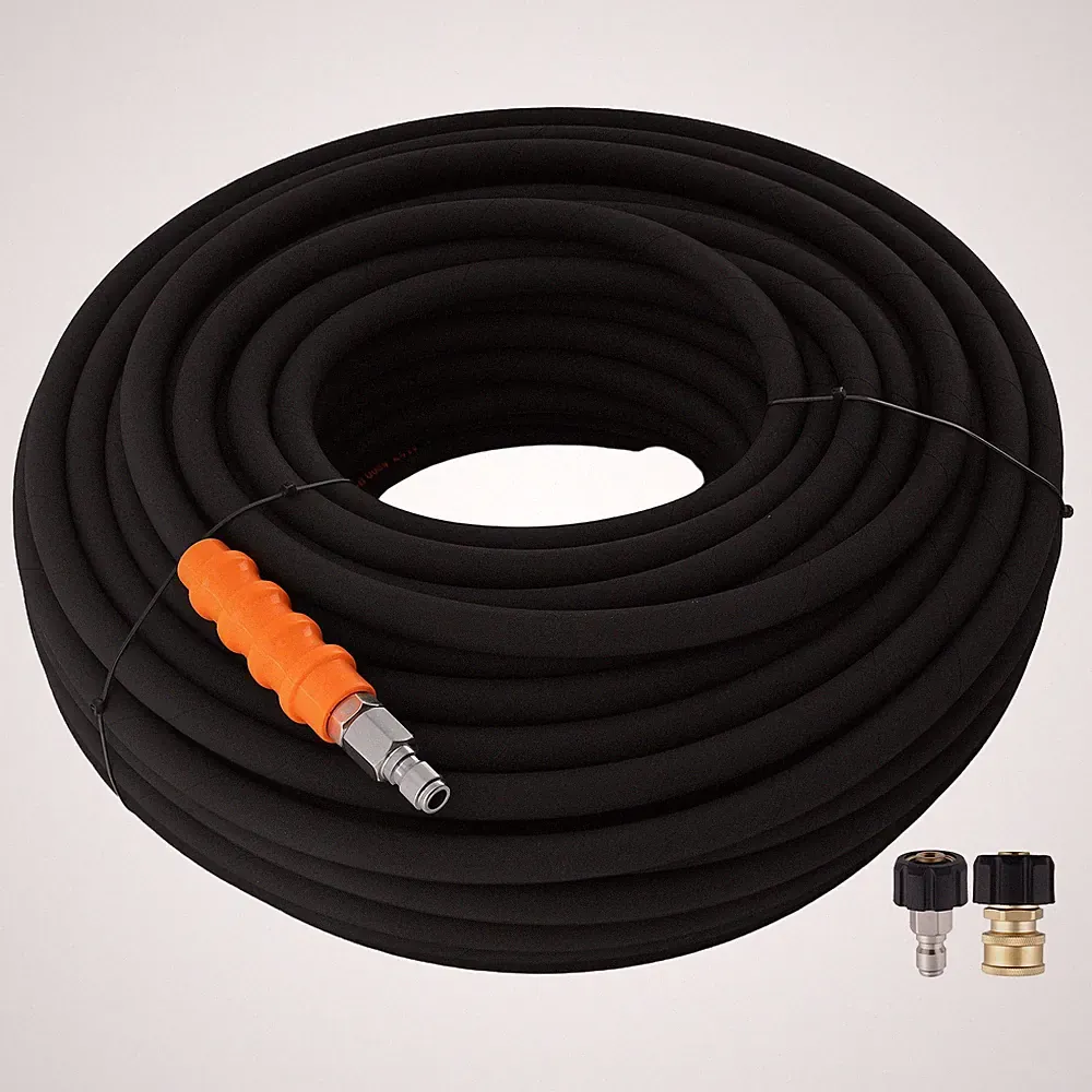 200FT 4800PSI Pressure Washer Hose for Honda Simpson Generac 3/8" Rubber Black