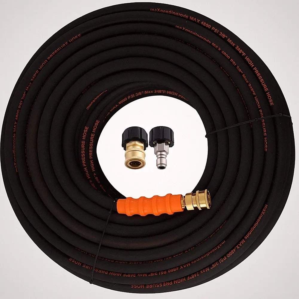 200FT 4800PSI Pressure Washer Hose for Honda Simpson Generac 3/8" Rubber Black