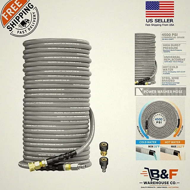200FT Kink-Resistant Pressure Washer Hose 3/8