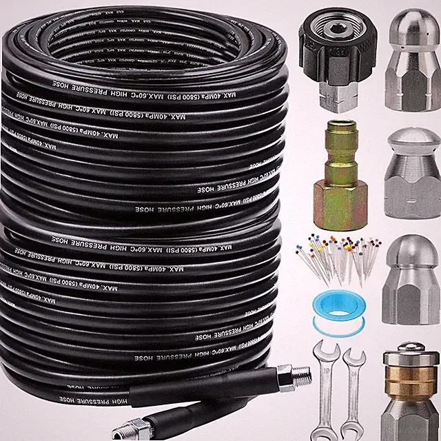 200FT Sewer Jetter Kit for Pressure Washer, 5800PSI Drain Cleaner Hose 1/4 In...