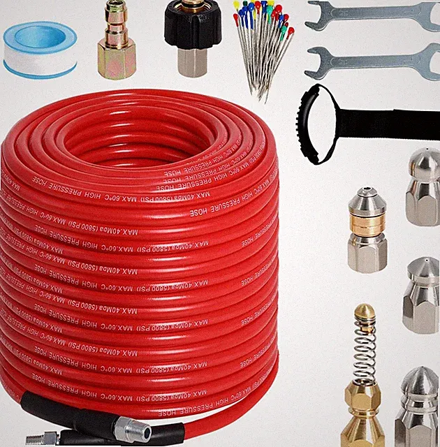 200FT Sewer Jetter Kit for Pressure Washer - 5800PSI with 5 Nozzles & Tools