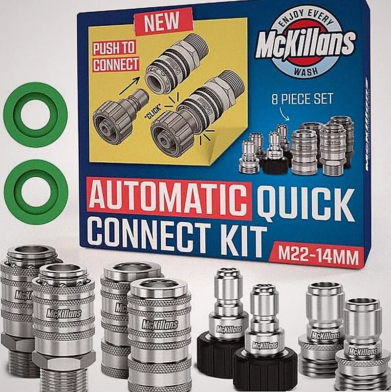 ® 2025 Automatic M22-14Mm Pressure Washer Quick Connect Kit - M22 to 3/8 Quick C